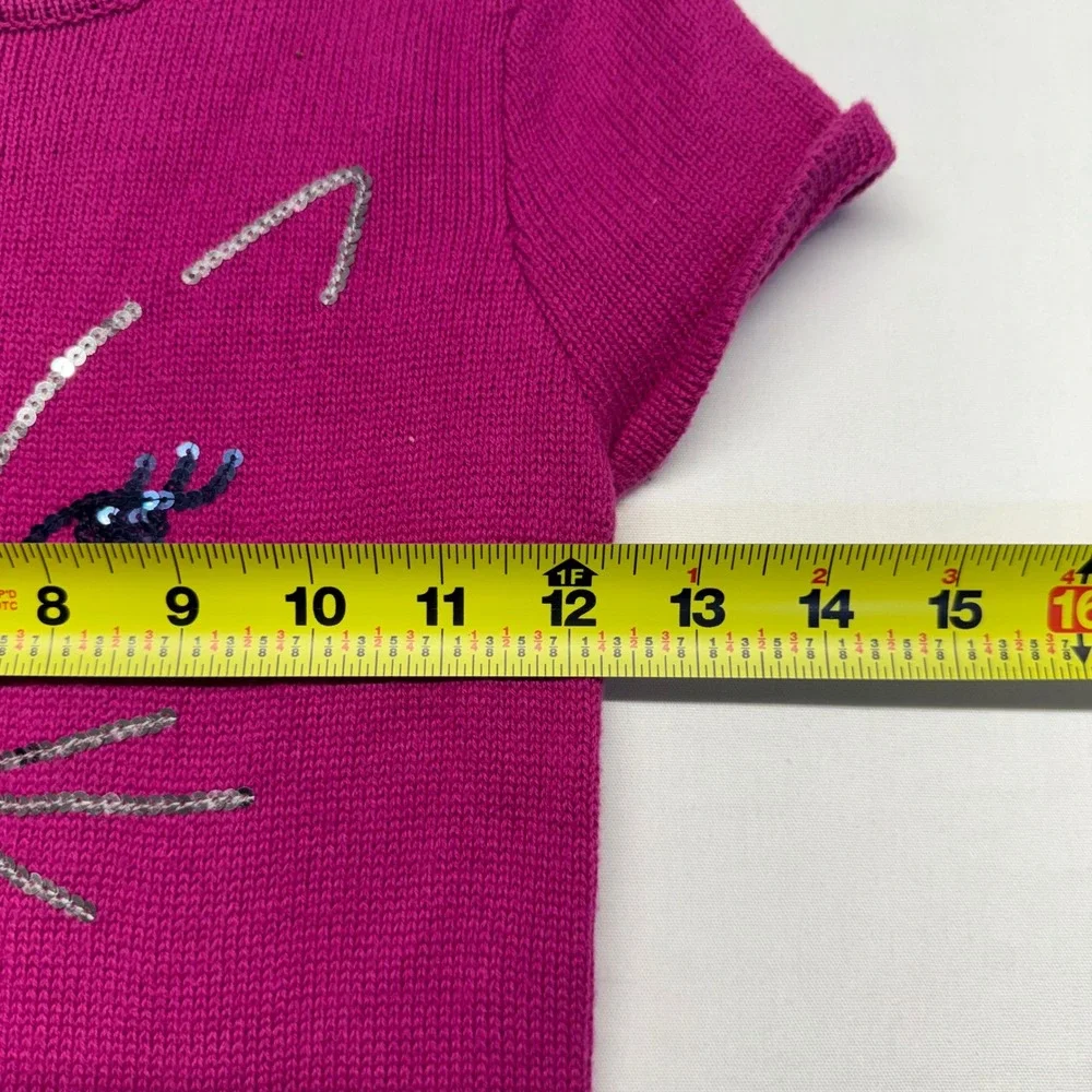 Gymboree Girls Pink Cat Face Sweater Dress Size 8 Sequin‎ Kitty Knit Twirl